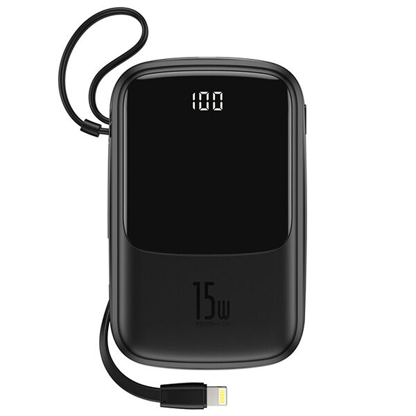 پاوربانک Lightning مدل Baseus PPQD-B01 Power Bank Q pow Digital Display با ظرفیت 10000mAh سیاه