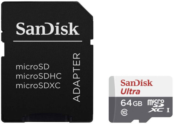 کارت حافظه microSD سن دیسک مدل Ultra کلاس 10 همراه با آداپتورظرفیت 64G