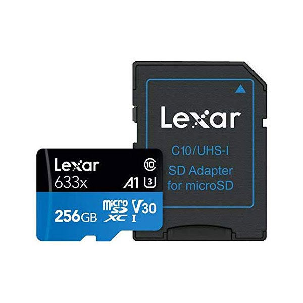کارت حافظه‌ microSDHC لکسار مدل 633X همراه با آداپتور SD ظرفیت 256گیگ