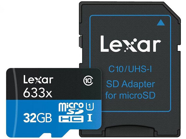 کارت حافظه‌ microSDHC لکسار مدل 633X همراه با آداپتور SD ظرفیت 32گیگ