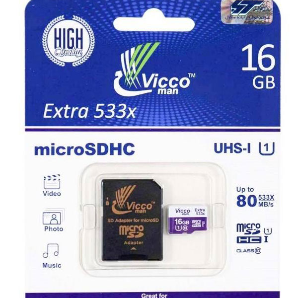 کارت حافظه microSDHC ویکومن مدل Extre 533X ظرفیت 16گیگ همراه با آداپتور SD