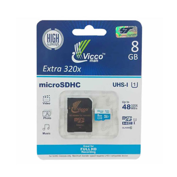 کارت حافظه microSDHC ویکومن مدل Extre 320X ظرفیت 8گیگ همراه با آداپتور