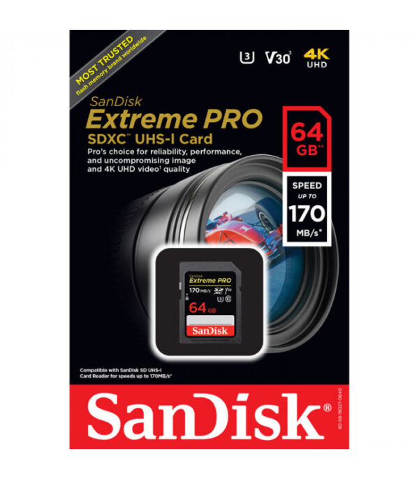 کارت حافظه سن دیسک MicroSD Extreme UHS-I U3 170MBps ظرفیت 64 گیگابایت