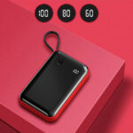 پاوربانک بیسوس Mini S Digital Display 10000mAh RED با کابل لایتنینگ