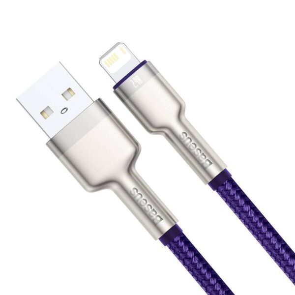 کابل مگنتی آیفون Baseus Zinc Magnetic Cable USB For iP 2.4A 1m Purple