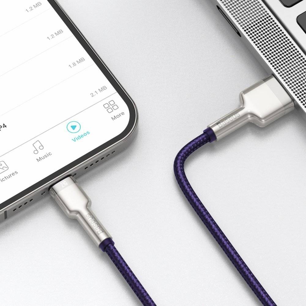 کابل مگنتی آیفون Baseus Zinc Magnetic Cable USB For iP 2.4A 1m Purple