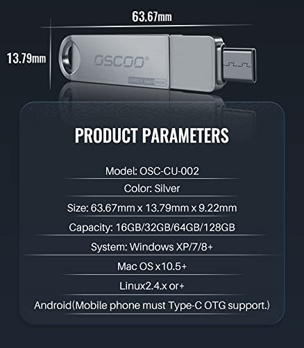 فلش مموری OSCOO مدل CU-002 type-c USB 3.1 ظرفیت 32 گیگابایت