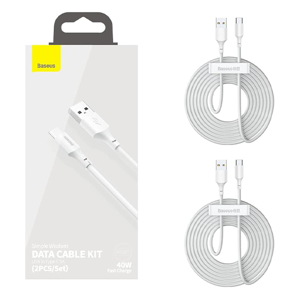 کابل USB به USB-C باسئوس مدل tzcatzj-02 طول 1.5 متر بسته 2 عددی