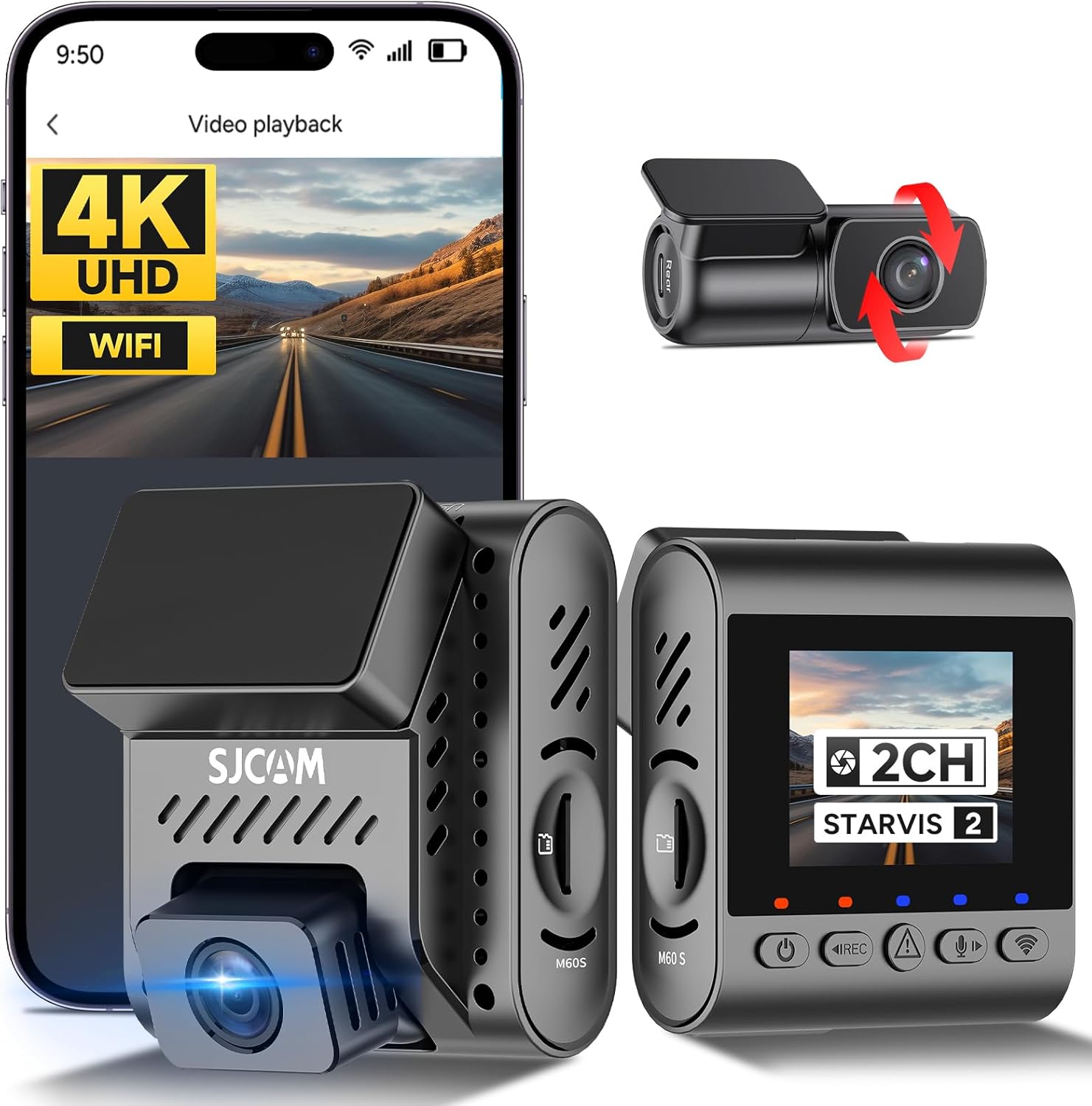 دوربین داشبورد خودرو اس جی کم مدل M60S 2CH