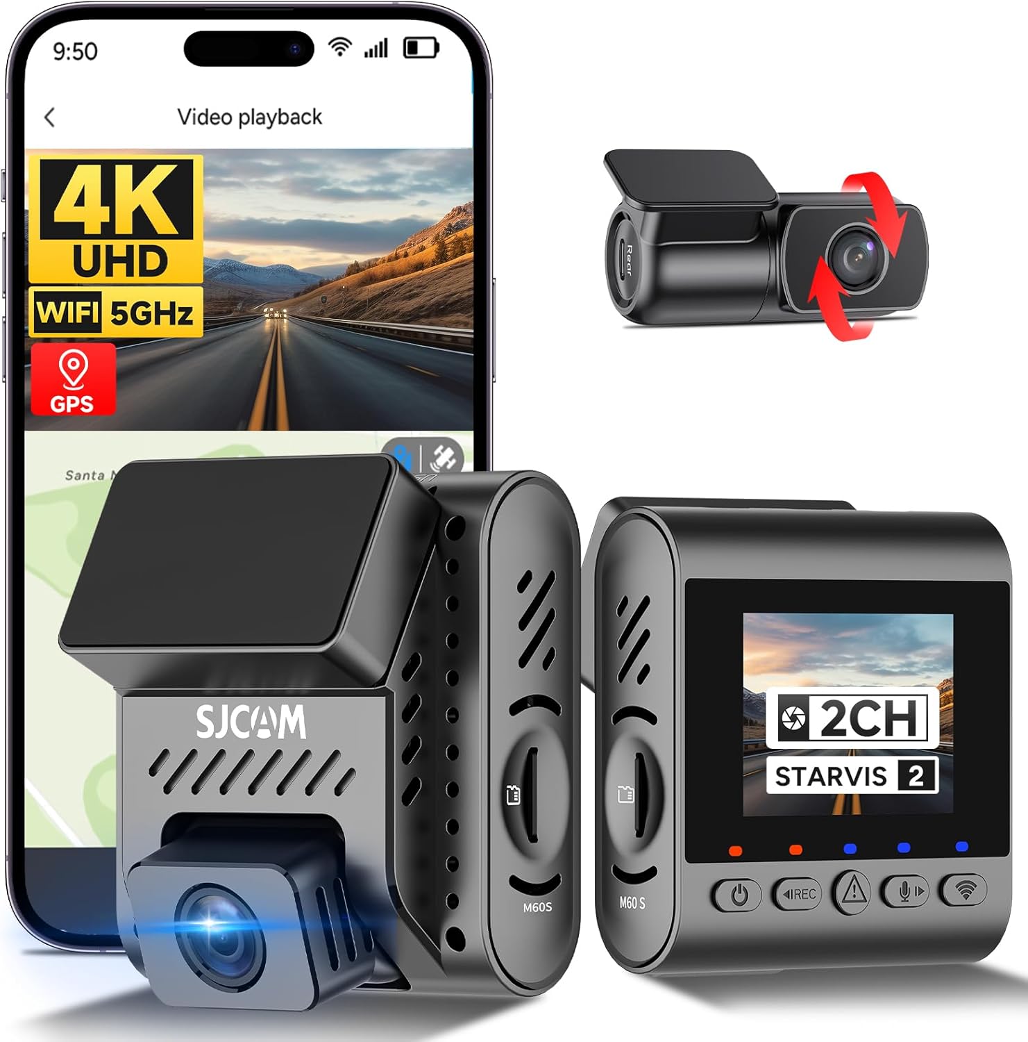 دوربین داشبورد خودرو اس جی کم مدل M60 2CH